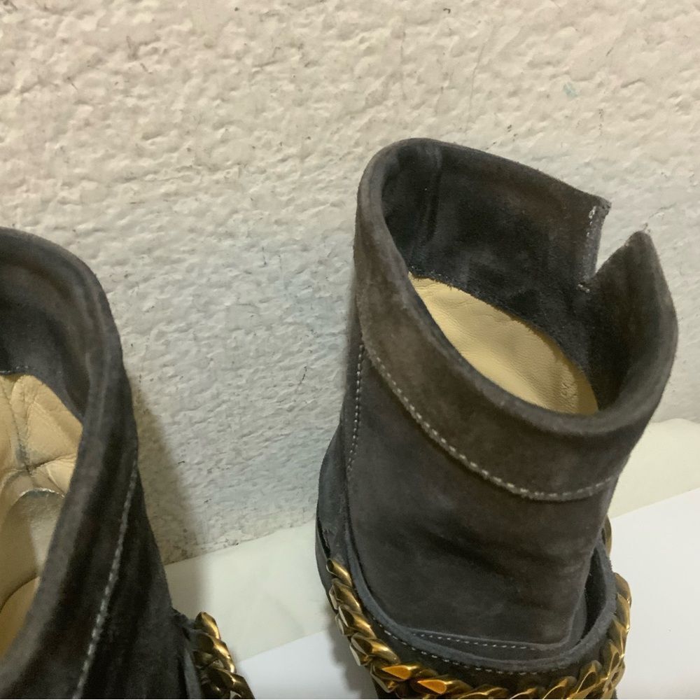 Jimmy Choo 132 Daze Waxed Toe Suede Chain Moto Combat Booties SZ 36/US 6 - Picture 12 of 13